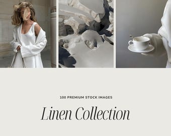 Warm LINEN Cream Stock Image Set | Airy Soft Ivory Stock Photos
