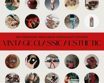 100 Vintage Classic Instagram Highlight Covers | Dark Femme | Aesthetic IG Highlights |  Dark Cherry Red | Luxury IG Highlight Covers