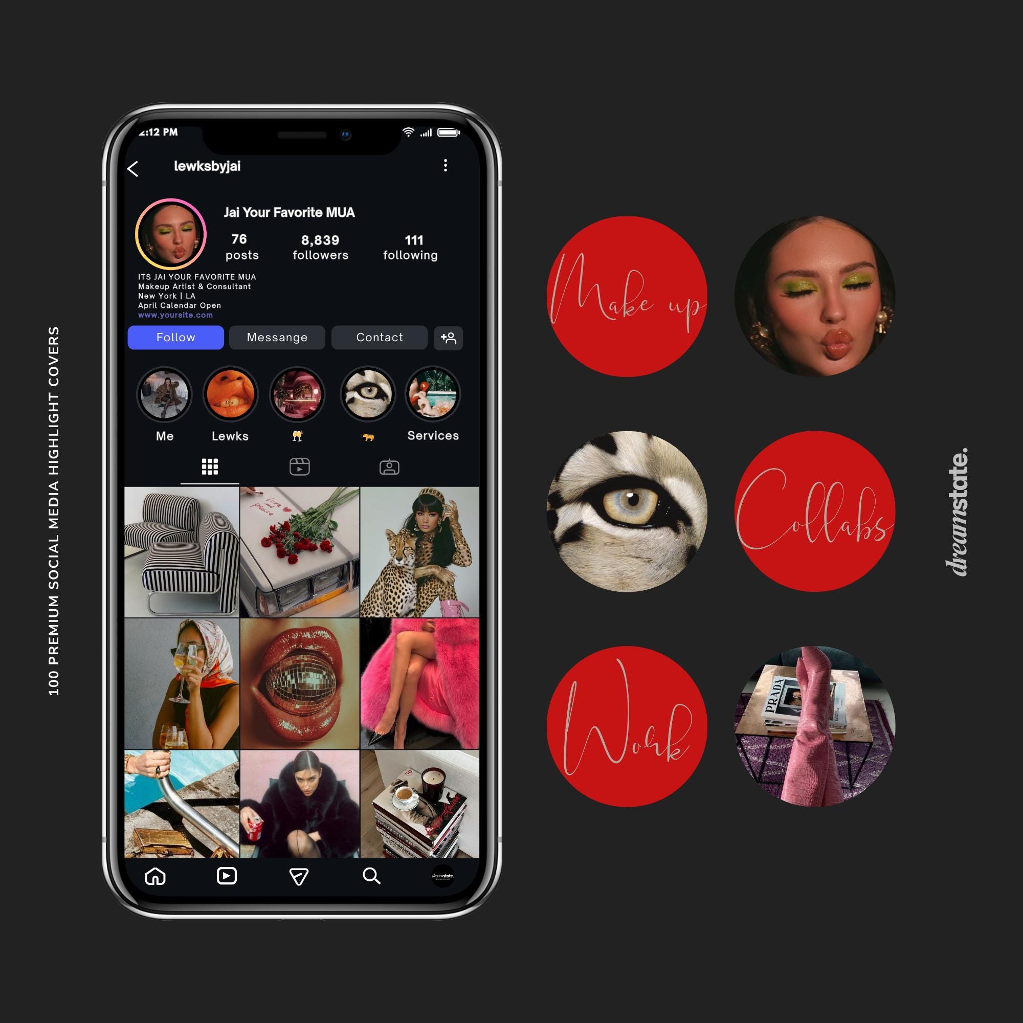 FEVER DREAM Highlight Covers | Bold Luxury Instagram Templates ...