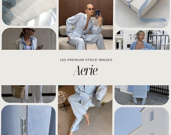 AERIE Collection Stock Images | Calm Powder Blue Minimal Photo Set