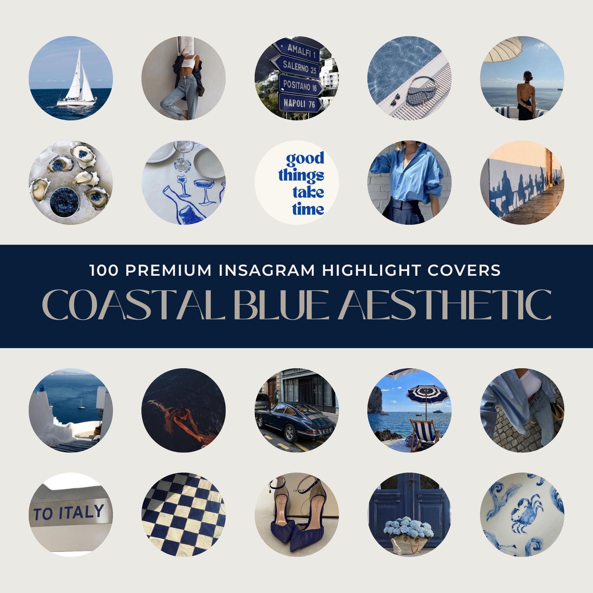 100 Coastal Blue Instagram Highlight Covers | Deep Blue Rich Vibes | Aesthetic IG Highlights | Blue Aesthetic | Luxury IG Highlight Covers