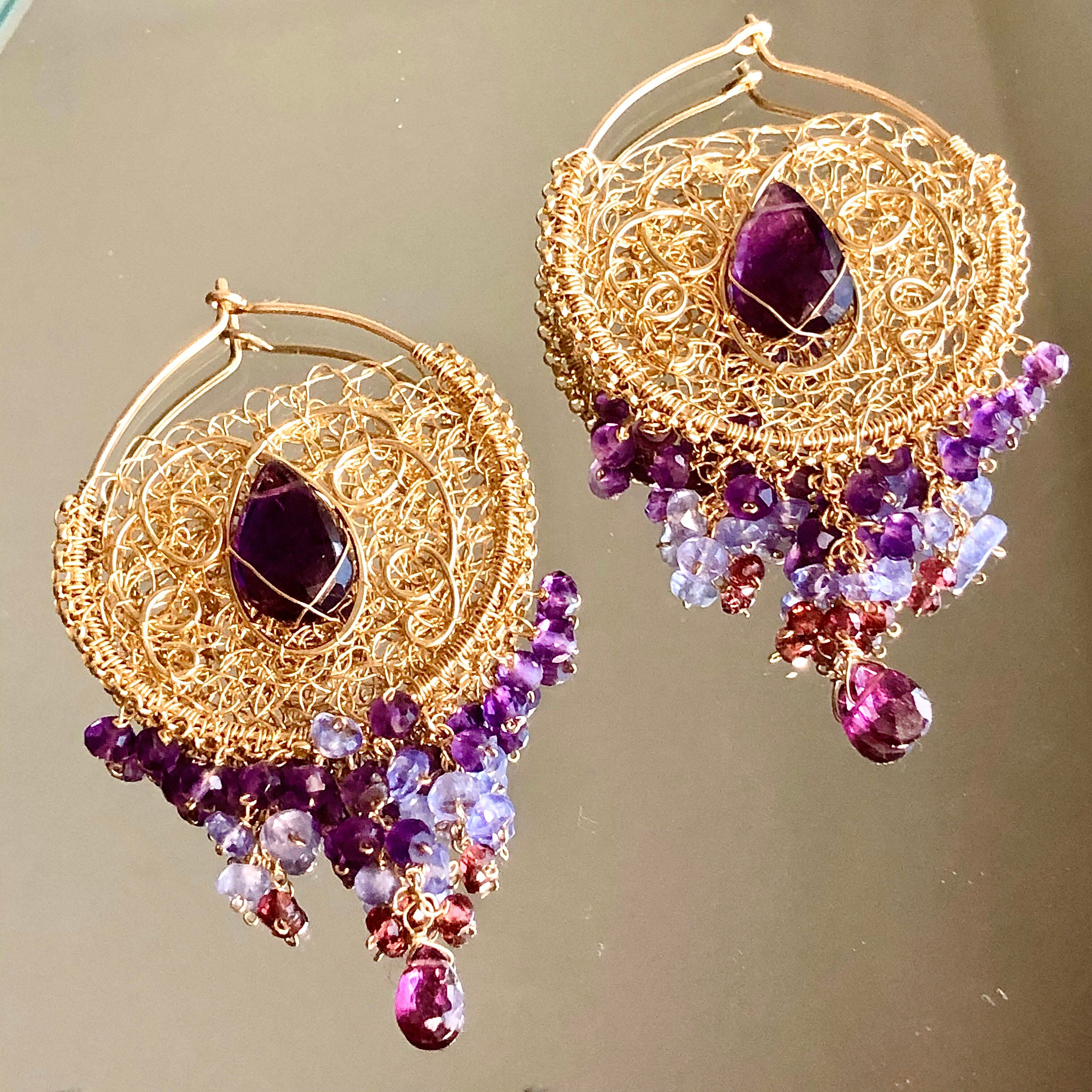 Cecelia Gypsy Sunrise Gold Plated Hoop & Gemstone Earrings main image 1
