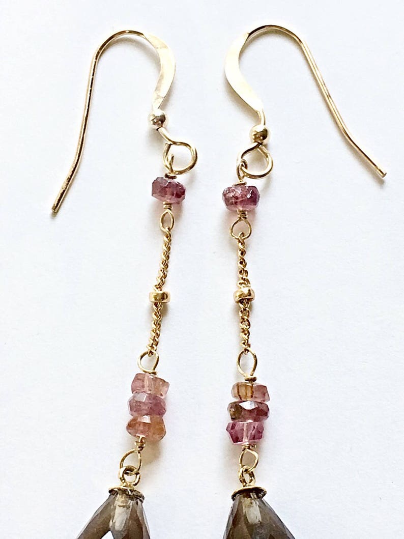 Smoky Quartz Earrings Long Dangle Earrings Quartz Earring Etsy