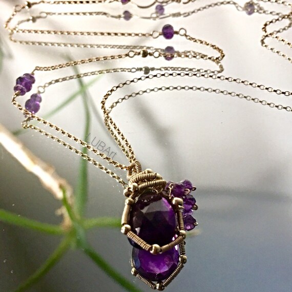 amethyst drop necklace