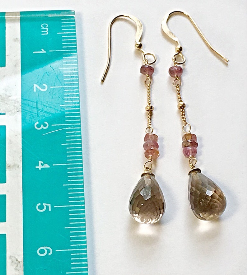 Smoky Quartz Earrings Long Dangle Earrings Quartz Earring Etsy