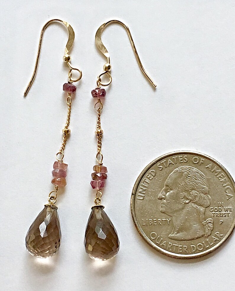Smoky Quartz Earrings Long Dangle Earrings Quartz Earring Etsy