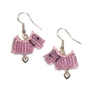 Sale: Pink Beaded SCOTTIE DOG Scottish Terrier sterling silver dangly earrings / Ready to Ship