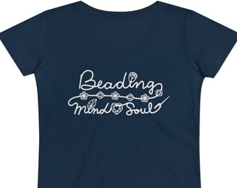 Beading Mind & Soul Beading T-shirt- Black Navy Organic Cotton Women's Lover Tee- Beads Crystals Gems- MADE to ORDER