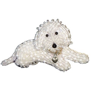 LABRADOODLE LOVE beaded Golden Doodle dog pin pendant art jewelry bead embroidery brooch Made to Order image 1