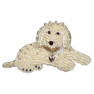 LABRADOODLE LOVE beaded Golden Doodle dog pin pendant art jewelry bead embroidery brooch Made to Order image 8