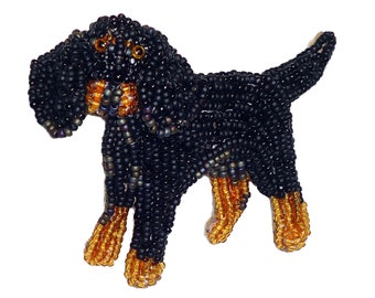 COON HOUND beaded dog art pin - keepsake bead embroidery animal brooch- pet lovers jewelry gift (Made to Order)