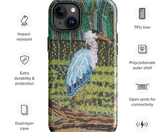 Great Blue Heron- Bird Art Print Tough Case for iPhone® - iPhone 11 iPhone 12 - iPhone 15 - MADE to ORDER