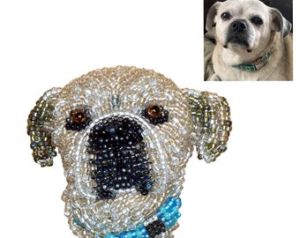 CUSTOM beaded DOG/ cat/ bird/ rabbit/ ginuea pig- pet brooch or pin pendant jewelry (Made to Order)