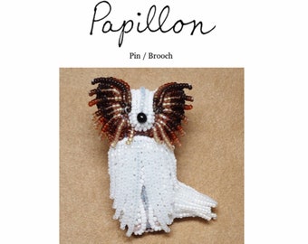 Set of 2 PDF Files: PAPILLON Dog Pin Beading Pattern + Intro to Bead Embroidery Cat Tutorial