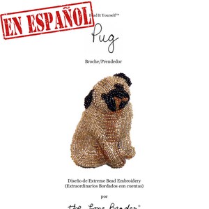 Pug Bead Embroidery Pattern (PDF en Español)