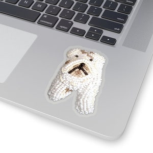 Beaded English Bulldog Sticker: Original Artwork Printed Image