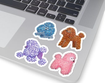 Miniature POODLE Stickers- Set of 4 Original Art Printed Image Kiss-Cut Dog Stickers- MacBook Stickers, Water Bottle Sticker- Made To Order