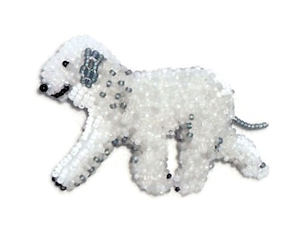 BEDLINGTON TERRIER brooch - keepsake beaded dog pin pendant art jewelry (Made to Order)