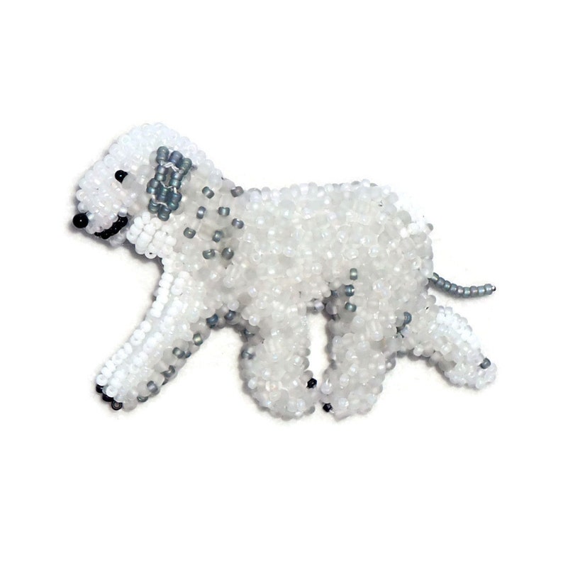 BEDLINGTON TERRIER brooch keepsake beaded dog pin pendant art jewelry Made to Order image 1