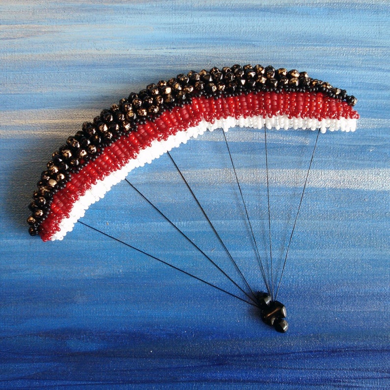 Sale: Parasail the Blue Skies. Beaded Beach painting on canvas 12 x 12/ Ready to Ship image 2