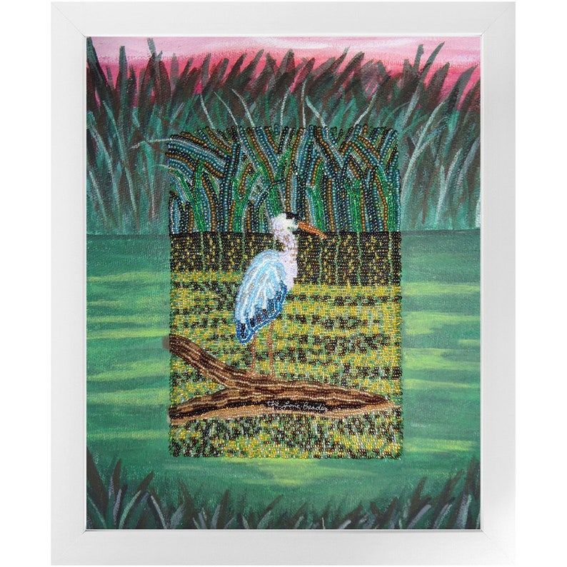 Great Blue Heron Printed Image Bird Nature Framed Contemporary Art Print 8x10, 11x14, 16x20 Made To Order image 8