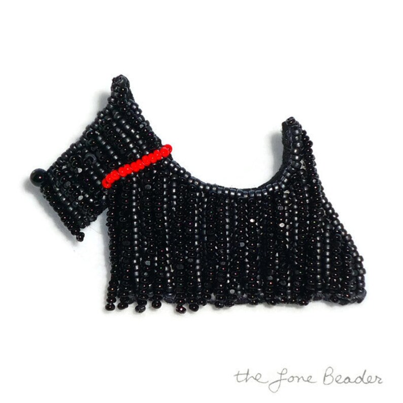 SCOTTISH TERRIER beaded Scottie Dog pin pendant art jewelry Made to Order image 1