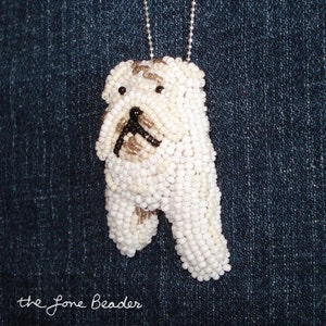 ENGLISH BULLDOG beaded dog keepsake pin pendant/ Ready to ship image 4