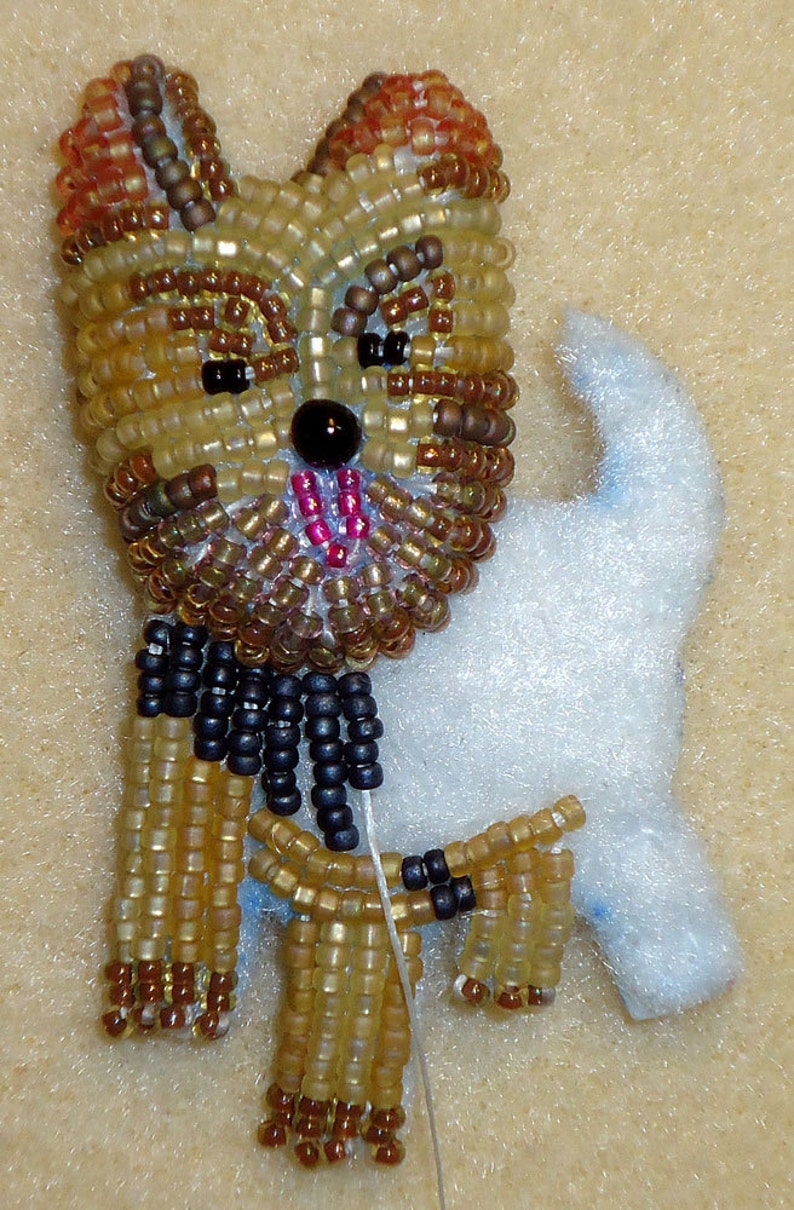 Set of 2 PDF Files: YORKIE Dog Pin Beading Pattern Intro to Bead Embroidery Cat Tutorial image 3