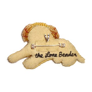 LABRADOODLE LOVE beaded Golden Doodle dog pin pendant art jewelry bead embroidery brooch Made to Order image 6