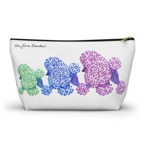 COOL POODLE TRIO Printed Image Dog Mom Accessory Cosmetic Travel Pencil Pouch w T- Bottom - Made To Order