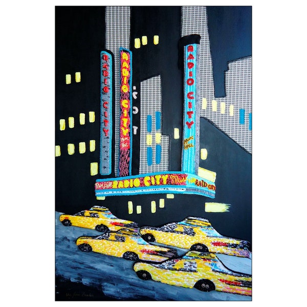 RADIO CITY music hall- Nyc New York City Rockettes Theatre Art Print- Original Artwork Printed Image 4x6 Postcard (Made To Order)