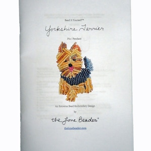 Beading Kit: YORKIE Yorkshire Terrier Dog Brooch Bead Embroidery Beaded Animal 15/0 seed beads (For Personal Use Only)