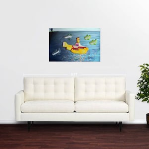 THE HIJACK beaded Beatles yellow submarine rock-n-roll pop music wall art home decor painting 24 x 36 s image 6