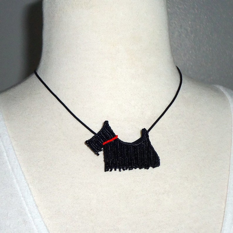 SCOTTISH TERRIER beaded Scottie Dog pin pendant art jewelry Made to Order image 5