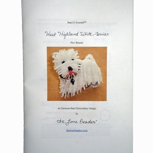 Beading Kit: WESTIE Bead Embroidery Dog Pin Beaded Animal Brooch 15/0 seed beads (For Personal Use Only)