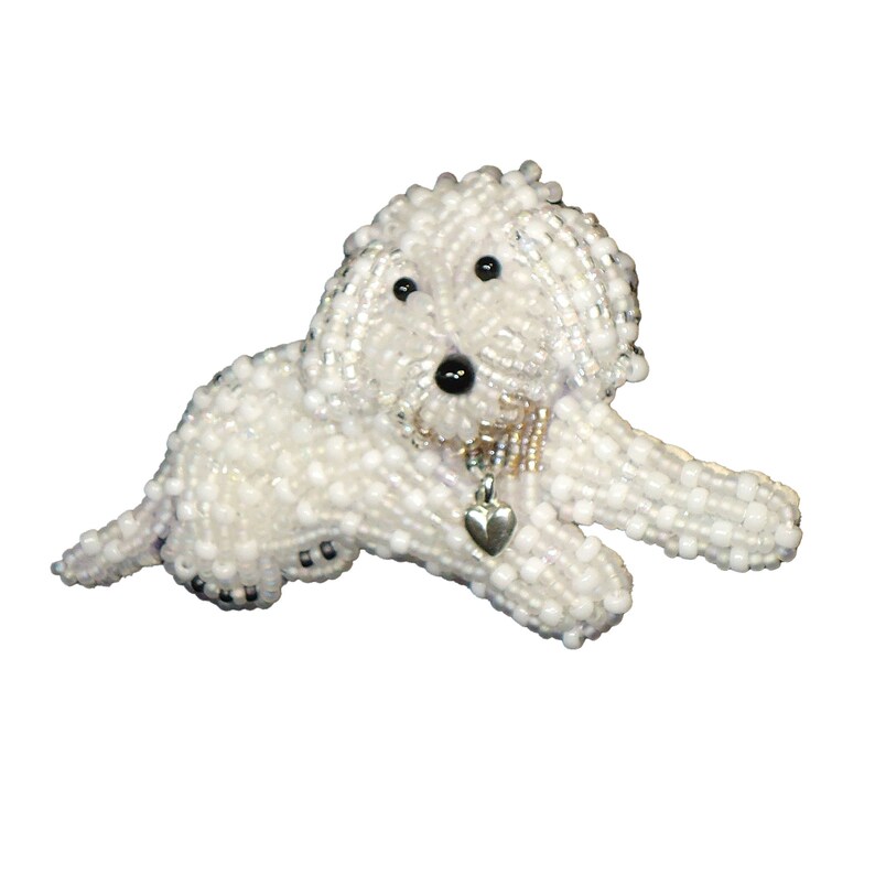LABRADOODLE LOVE beaded Golden Doodle dog pin pendant art jewelry bead embroidery brooch Made to Order image 2