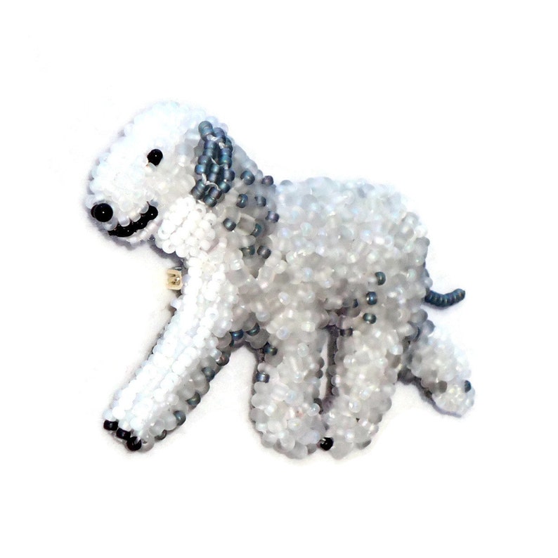 BEDLINGTON TERRIER brooch keepsake beaded dog pin pendant art jewelry Made to Order image 2