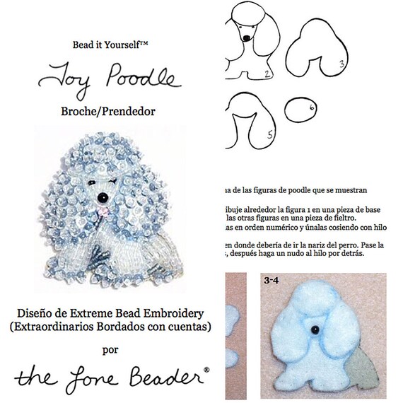 Pdf En Espanol Toy Poodle Patron De Bordado Con Cuentas De Etsy