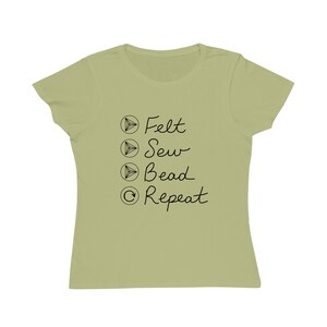 Fieltro coser cuentas repetir lista de reproducción camiseta con cuentas- Verde Negro Azul Marino Púrpura Gris -Camiseta de lista de mujeres de algodón orgánico- HECHO A PEDIDO