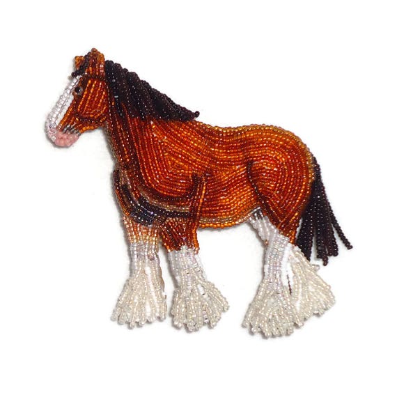 CUSTOM Beaded Horse pin oversized bead embroidery equestrian Etsy