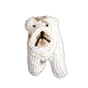 ENGLISH BULLDOG beaded dog keepsake pin pendant/ Ready to ship image 1