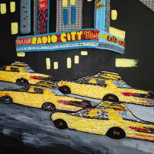 RADIO CITY music hall NYC Beadwork on canvas New York City theatre Rockettes beaded large painting Original Art 30 x 40 e image 3