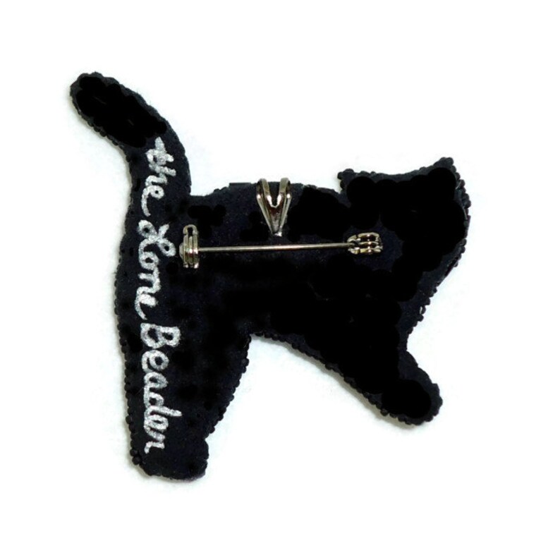 BLACK CAT beaded art pin pendant necklace bead embroidery jewelry brooch Made to Order image 4