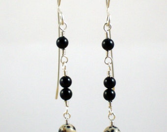 SESAM-Jasper und Onyx baumeln Ohrringe
