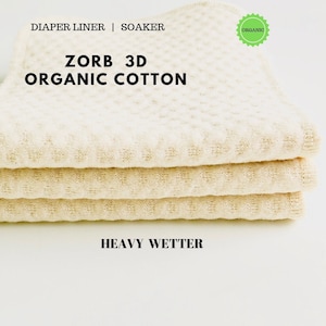 3D ZORB Organic Cotton Dimple Heavy Wetter Diaper Liners Soakers Doublers Cloth Diaper Inserts  - Choose Your Size and Quantity