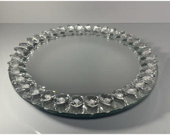 Crystal Mirrored Lazy Susan 13" Round Rotating Serving Tray