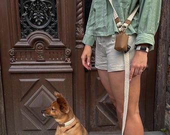 Coleira de cachorro chique sem as mãos, Coleira confortável para animais de estimação, Acessório para cachorro sem as mãos, Presente estiloso para cachorro, Roupa para filhote novo, Coleira branca para cachorro, Presente de natal para cachorro