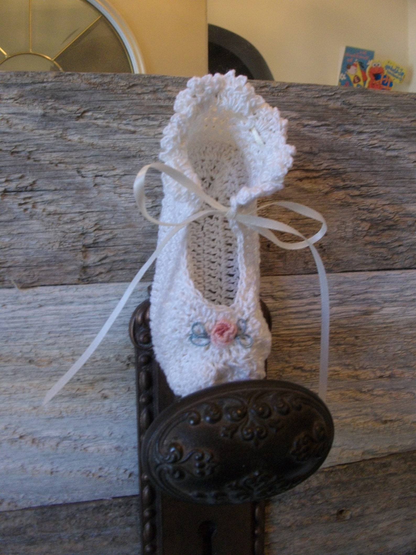 crocheted ballet booties - sizes newborn, 3 months, 6 months