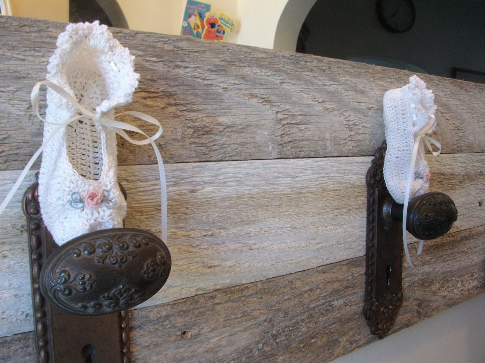 crocheted ballet booties - sizes newborn, 3 months, 6 months