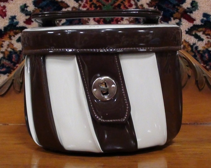 Hat Box Purse 1950s Brown and Cream Stripes Etsy